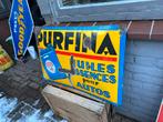 PURFINA zeer oud emaille reclamebord 1928, Verzamelen, Merken en Reclamevoorwerpen, Ophalen, Reclamebord, Gebruikt, .