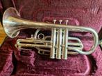 in nieuwstaat verkerende en verzilverde cornet, Ophalen of Verzenden, Zo goed als nieuw, Bes-trompet, Met koffer
