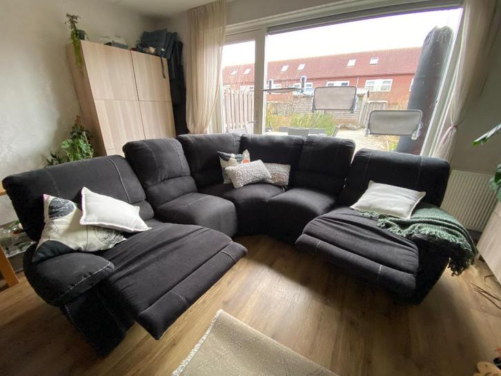 GRIJZE HOEKBANK (met 2 uitklapbare stoelen), Huis en Inrichting, Banken | Bankstellen, Gebruikt, Hoekbank, Vierpersoons of meer