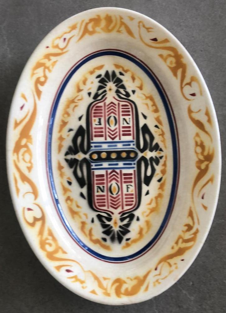 Art deco NOF Calvé schaal 32x23 cm, onbeschadigd, Antiek en Kunst, Antiek | Servies los, Ophalen of Verzenden