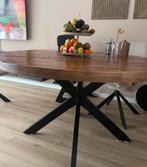 Mangohouten Eettafel, Huis en Inrichting, Ophalen, Gebruikt, 100 tot 150 cm, Rond
