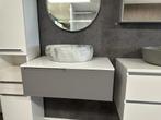 Fiora Badmeubel Grijs Wit 80x46 Geribbeld Front Softclose