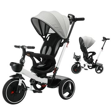 6-in-1 Baby Driewieler: Luxe Duwfiets met Verstelbare Luifel beschikbaar voor biedingen
