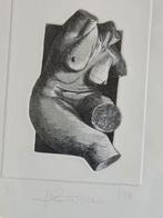 Prachtige ets naakte vrouw torso belverdere diepdruk gesign, Antiek en Kunst, Kunst | Etsen en Gravures, Ophalen