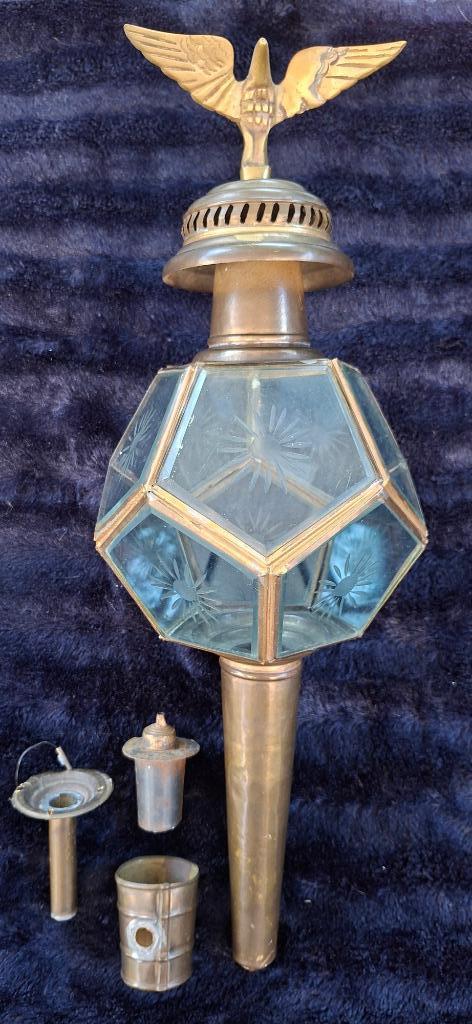 antieke koetslamp met adelaar in perfecte staat, compleet!, Antiek en Kunst, Antiek | Lampen, Ophalen of Verzenden