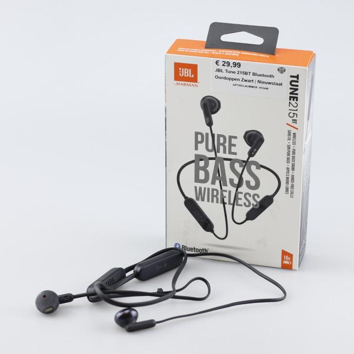 JBL Tune 215BT Bluetooth Oordoppen Zwart | Nieuwstaat, Audio, Tv en Foto, Koptelefoons, Zo goed als nieuw