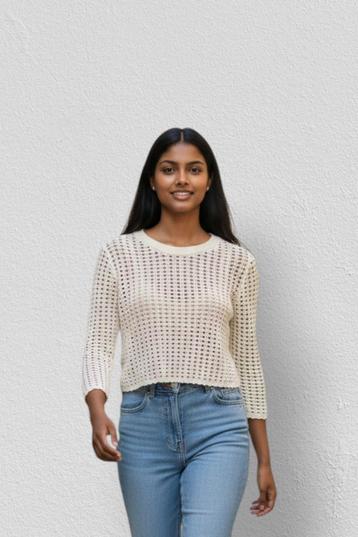 Arket – Chic White Ribbed-Edge Sweater – L 🌟🌟👠 beschikbaar voor biedingen