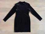 Supermooie L fluwelen zwarte jurk hoge hals H&M studs egf, Maat 42/44 (L), H&M, Ophalen of Verzenden, Zo goed als nieuw