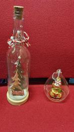 2 leuke kerstdecoratie fles met lampjes moet batterij in, Ophalen, Gebruikt