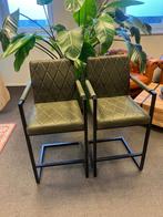 2 barkrukken donker groen zwart staal als nieuw!, Huis en Inrichting, Barkrukken, Ophalen, 60 tot 90 cm, Zo goed als nieuw, Metaal