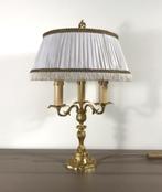 Klassieke Franse bronzen bouillotte lamp met 3 lichtpunten, Huis en Inrichting, Lampen | Tafellampen, Ophalen of Verzenden, Zo goed als nieuw