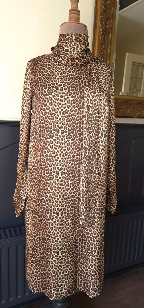 Claudia Sträter prachtige jurk S luipaardprint NIEUWSTAAT, Kleding | Dames, Jurken, Zo goed als nieuw, Maat 36 (S), Bruin, Onder de knie