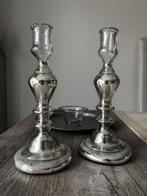Koppel antieke Franse armeluis zilverglas kandelaars *HIT*, Ophalen of Verzenden, Koper of Brons