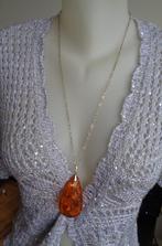 grote barnsteen hanger met 8 krt gouden oog [245], Verzenden, Zo goed als nieuw, Met edelsteen, Goud