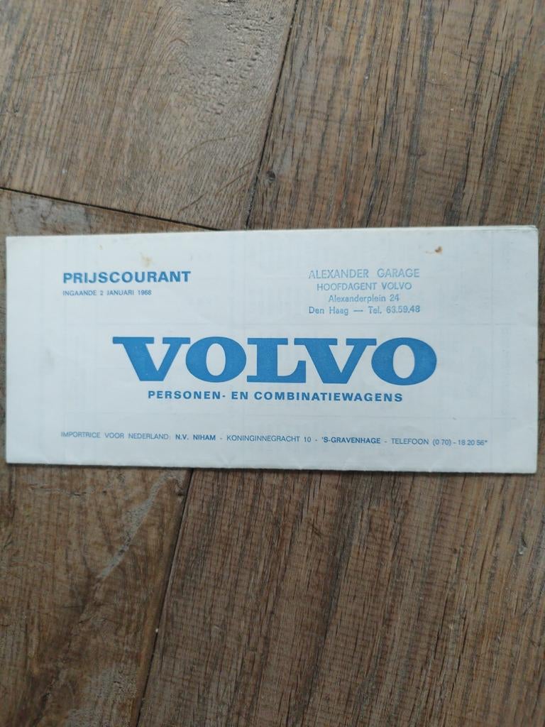 Volvo Prijslijst 1968 - Zeldzaam! Brochure, Gelezen, Volvo, Volvo, Ophalen of Verzenden