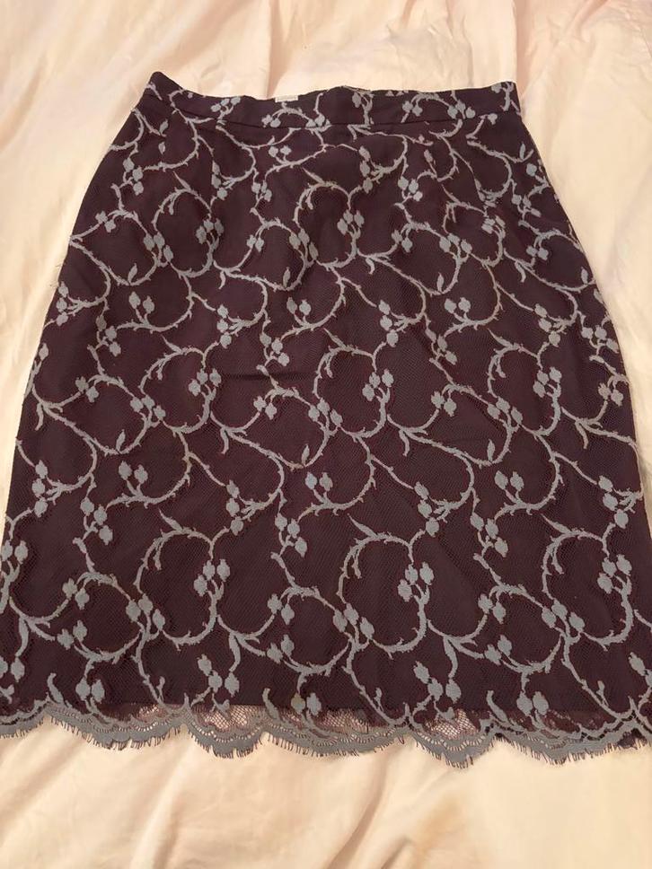 Vintage Rok Kant Aubergine/Lila Maat 36, Kleding | Dames, Rokken, Gedragen, Maat 36 (S), Paars, Boven de knie, Ophalen of Verzenden