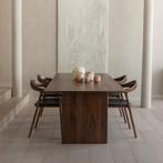 Design eetkamerset walnoothout - rechthoekige tafel japandi, Rechthoekig, Nieuw, 200 cm of meer, 50 tot 100 cm