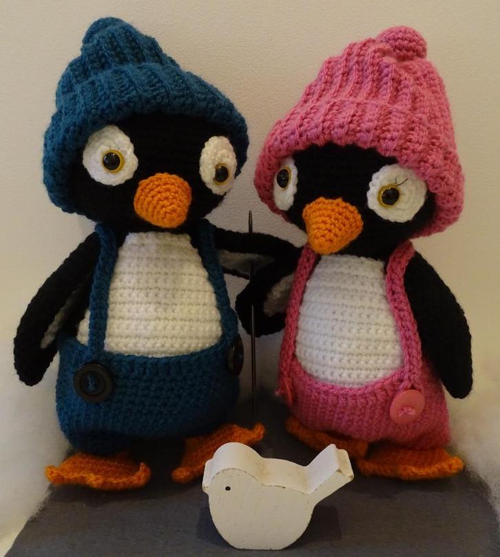 Pinguin knuffels gehaakt met muts, Kinderen en Baby's, Speelgoed | Knuffels en Pluche, Nieuw, Overige typen, Verzenden