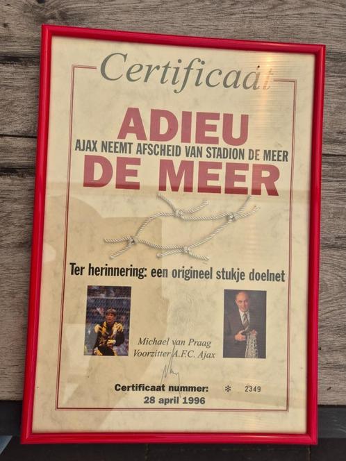 Orgineel stukje doelnet van DE MEER, Verzamelen, Sportartikelen en Voetbal, Zo goed als nieuw, Overige typen, Ajax, Ophalen of Verzenden