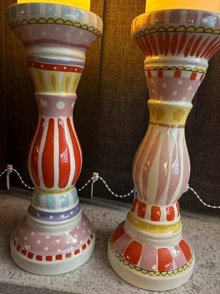 Set van 2 BLOND AMSTERDAM kandelaars 1 rose-1rode, Huis en Inrichting, Woonaccessoires | Kandelaars en Kaarsen, Zo goed als nieuw