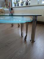 Glazen design driehoek tafel, Huis en Inrichting, Tafels | Eettafels, Ophalen, Gebruikt, 50 tot 100 cm, 50 tot 100 cm