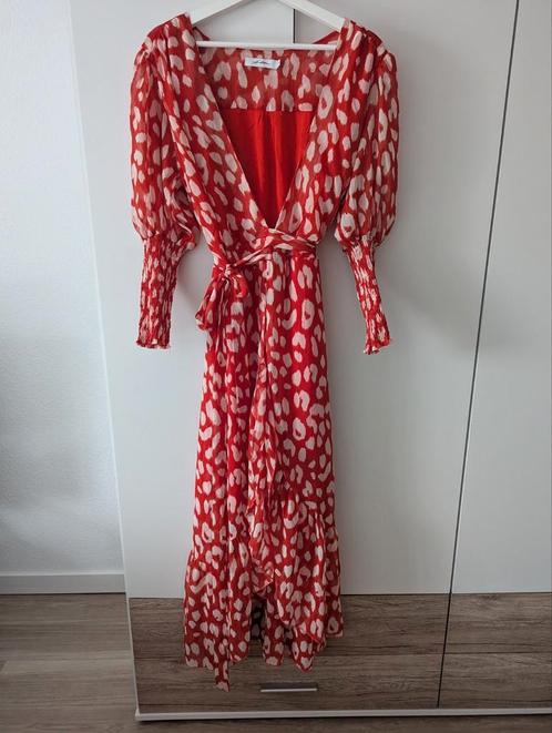 Ambika Lange Wikkeljurk Koraal Rood | Maat M | Lus Ceintuur, Kleding | Dames, Jurken, Zo goed als nieuw, Maat 38/40 (M), Rood