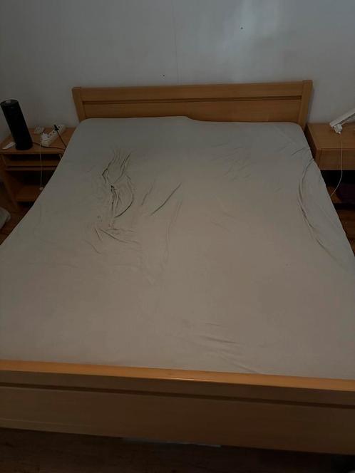 Tweepersoons bed inclusief nachtkasten, bodem, matrassen, Huis en Inrichting, Slaapkamer | Complete slaapkamers, Gebruikt, Tweepersoons