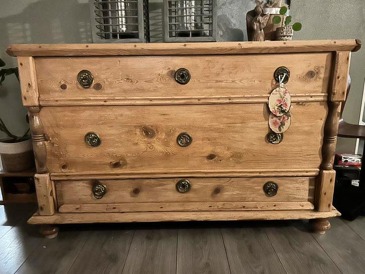 Antiek grenen deken kist, Huis en Inrichting, Kasten | Ladekasten, Gebruikt, Minder dan 100 cm, 50 tot 100 cm, 25 tot 50 cm, Ophalen