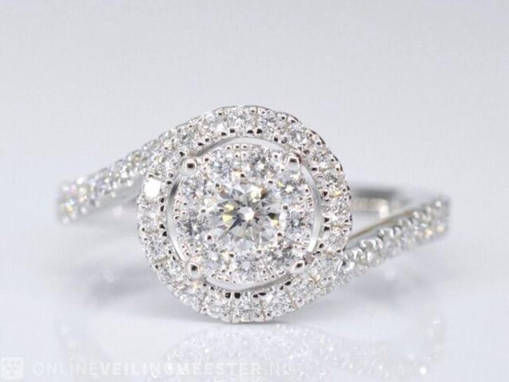 Witgouden entourage slagring met diamanten, Sieraden, Tassen en Uiterlijk, Edelstenen, Nieuw, Ophalen of Verzenden