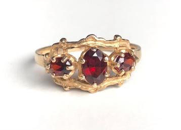 Gouden vintage ring granaat granaten maat 17 3/4 beschikbaar voor biedingen