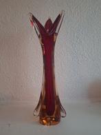XL Murano Sommerso Vaas 36cm - Rood/Amber (Poli Stijl), Ophalen of Verzenden