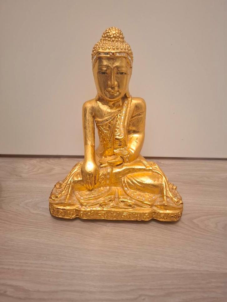 Antieke houten boeddha beeld, Huis en Inrichting, Woonaccessoires | Boeddhabeelden, Gebruikt, Ophalen of Verzenden