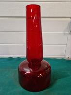 vaas rood glas vintage, Ophalen of Verzenden
