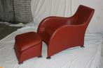 Originele Leren Loge Montis Gerard vd Berg Fauteuil + Hocker, Ophalen, Design Klassieker, Zo goed als nieuw, 75 tot 100 cm
