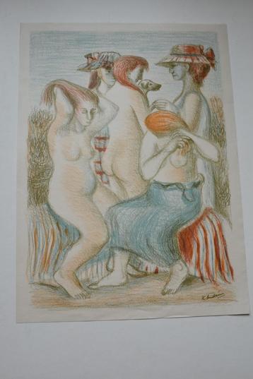 KEES ANDREA Mooie BAADSTERS 2 Litho Schildersprent 1947 SP5 beschikbaar voor biedingen