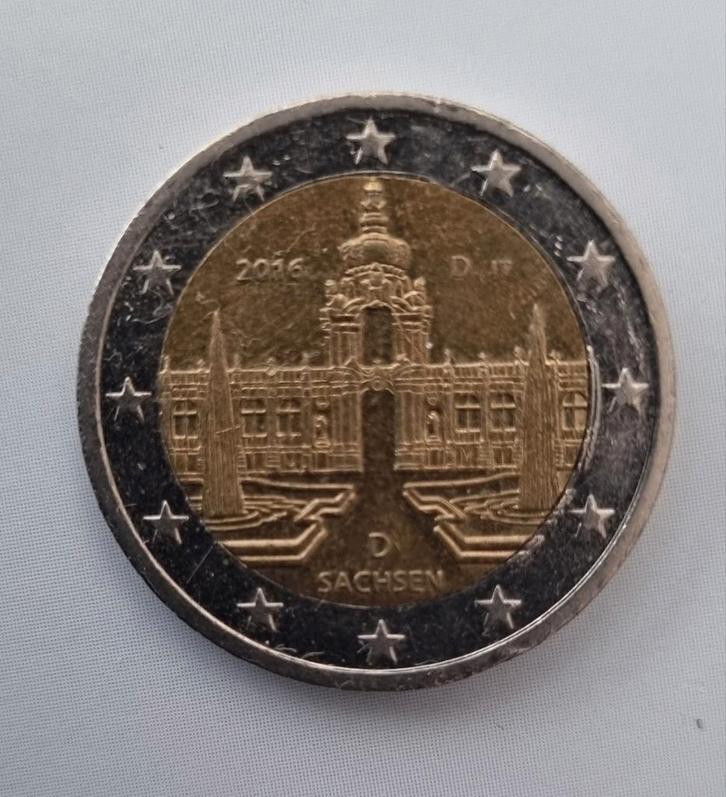 2 Euro Duitsland Saksen 2016, letter D, Postzegels en Munten, Munten | Europa | Euromunten, Losse munt, 2 euro, Duitsland, Verzenden