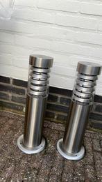 Tuinlampen sokkel 2x (novolux), Tuin en Terras, Ophalen, Minder dan 50 watt, Staande lamp, Rvs