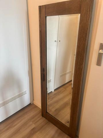 Antieke Kastdeur Spiegel - Verweerd & Facetrand beschikbaar voor biedingen