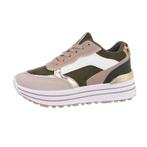 Dames sneakers plateau panter groen beige 36 37 38 39 40 41, Nieuw, Groen, Ophalen of Verzenden, Sneakers of Gympen