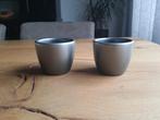 2 leuke zilverkleurige bloempotjes, Tuin en Terras, Ophalen, Rond, Binnen, Nieuw