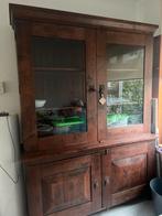 Massief houten koloniale vitrinekast, Huis en Inrichting, Kasten | Buffetkasten, Met deur(en), 200 cm of meer, 150 tot 200 cm