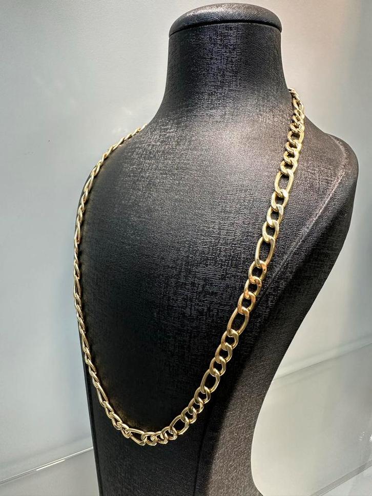 14K Gouden Figaro Ketting, Sieraden, Tassen en Uiterlijk, Kettingen, Zo goed als nieuw, Goud, Ophalen of Verzenden