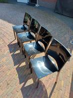 Zwarte Hoogglans Kunststof Stoelen - Set van 4, Ophalen, Kunststof, Gebruikt, Zwart