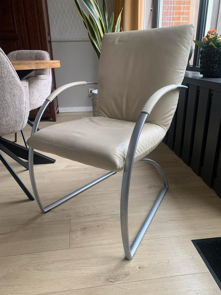 Rolf Benz eettafel stoelen 4 stuks, Huis en Inrichting, Stoelen, Gebruikt, Vier, Leer, Wit, Ophalen