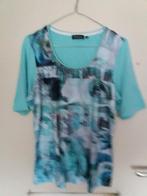 Een mint-groen T-Shirt met hemd-print er op en korte mouw., Maat 38/40 (M), Witteveen., Ophalen of Verzenden, Zo goed als nieuw