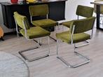 4 Mosgroene stoelen (Gispen stijl), Huis en Inrichting, Stoelen, Ophalen, Gebruikt, Overige kleuren, Metaal