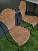 Rieten stoeltjes met metalen frame. 4 stuks, Ophalen, Bruin, Zo goed als nieuw, Vier