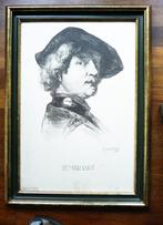 Oude litho met een zelfportret van Rembrandt 1928, Ophalen of Verzenden
