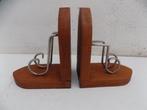 Boekensteunen set hout metaal jaren 60 vintage, Ophalen of Verzenden, Gebruikt