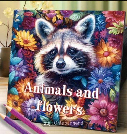 Kleurboek Animals and Flowers, Hobby en Vrije tijd, Tekenen, Nieuw, Ophalen of Verzenden